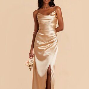 Birdy Grey Lydia Dress in Shiny Satin Gold - Small